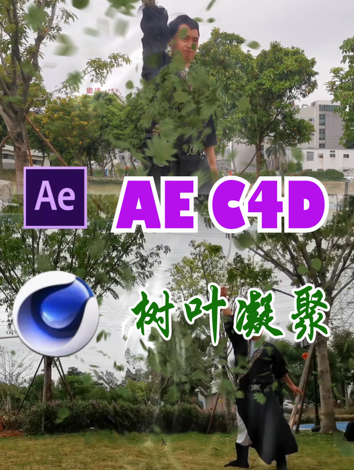AE C4D特效：树叶凝聚