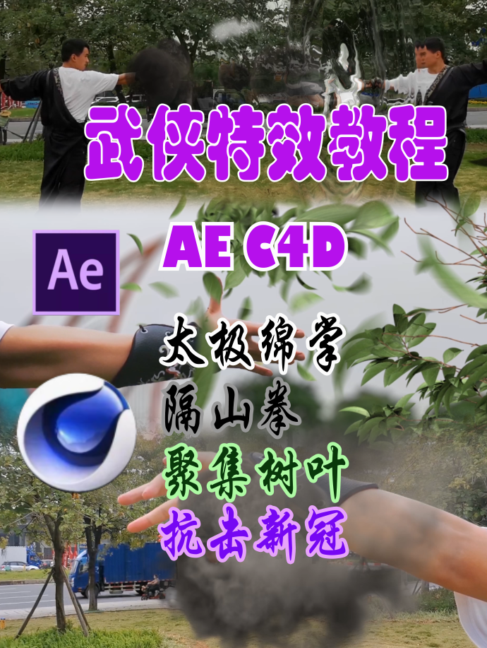 AE C4D特效：太极绵掌隔山拳特效